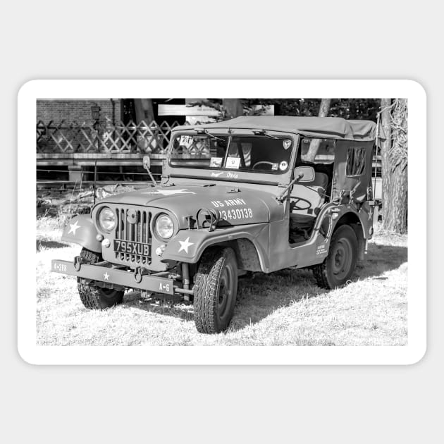 World War 2 military jeep on display Sticker by yackers1